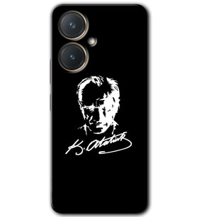 Vivo Y27 Kılıf HD Desen Baskılı Kılıf - Atatürk Silüet İmza