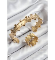 Pirinç Topcuk Model Gold Renk Bileklik Yüzük Set