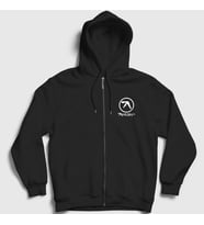Presmono Unisex Siyah Logo Aphex Twin Fermuarlı Kapüşonlu Sweatshirt 438878tt