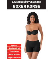 İz İç Göstermez Kaymaz Sıkılaştırıcı Toparlayıcı Şekillendirici LAZER KESİM Boxer Korse (Siyah)