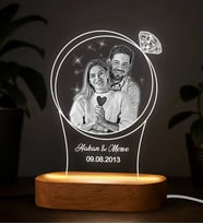 BK Gift Kişiye Özel Pırlanta Tasarımlı Fotoğraf Baskılı Led Lamba, Gece Lambası, Sevgiliye Hediye