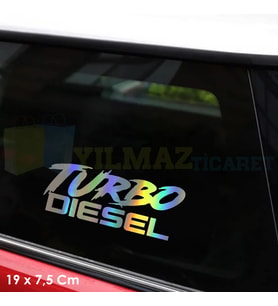 Turbo Diesel Araba Oto Hologram Renkli Sticker Yapıştırma Etiket Çıkartma Aksesuar 19 x 7,5 Cm