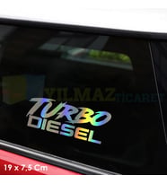 Turbo Diesel Araba Oto Hologram Renkli Sticker Yapıştırma Etiket Çıkartma Aksesuar 19 x 7,5 Cm