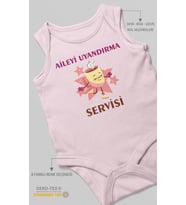 Aileyi Uyandırma Servisi Baskılı Bebek Zıbını – Çıtçıtlı Body  %100 Pamuk Sıfır Kol (Bebek Pembesi)