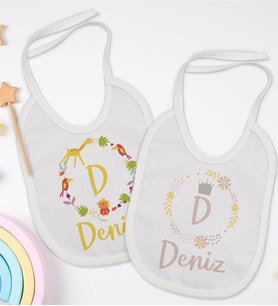 BK Kids Kişiye Özel İsimli 2’li Beyaz Mama Önlüğü-1