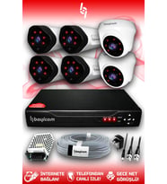 BAYICAM 6 Kameralı Uzay 2 İç Kamera Set HDD'siz Full HD Gece Görüşlü Güvenlik Kamerası Sistemi