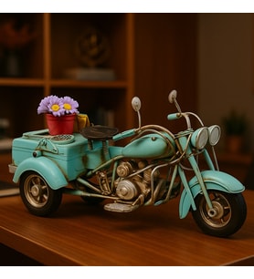 Dekoratif Metal 3 Tekerlekli Motorsiklet – El Yapımı Vintage Tasarım 20x10 cm (Karışık)