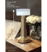Dokunmatik Masa Ve Gece Lambası Dokunmatik Lamba Abajur Led Şarjlı Masa Lambası Ledli Gold 21 Cm