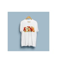 Oversize Flowers Tasarım Unisex T-shirt (Beyaz)