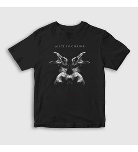 Presmono Unisex Çocuk Siyah Hollow Alice In Chains T-Shirt 7713tt