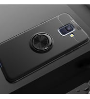 Samsung Galaxy J6 Kılıf Yüzüklü Magnetli Ravel Case (Siyah)