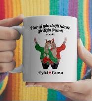 İki Kız Kardeş Yılbaşı Kupası Kişiye Özel