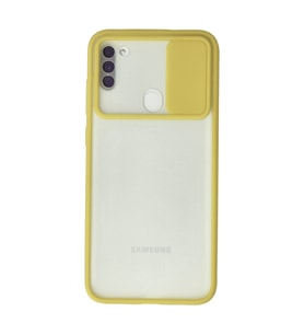 Galaxy A11 Kılıf Palm Buzlu Kamera Sürgülü Silikon - Sarı