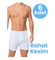Tezzgelsin Erkek Rahat Kesim 6'lı Paçalı Pamuklu Külot (Beyaz)