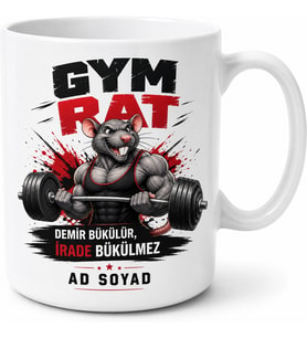 Gym Rat Yazılı Komik Fitness Baskılı Kupa Bardak Spor Hediye
