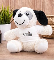 Kişiye Özel Minik Serçe İsim Yazılı Peluş Köpek (Beyaz)