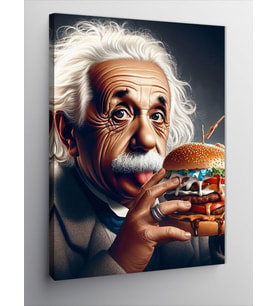 Kanvas Tablo Albert Einstein Hamburger Pop Art