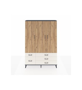 Arges Dolap 5 Raflı 5 Çekmeceli Tek Askılı 132x30x195 Antrasit-Çam/Aytaşı