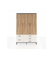Arges Dolap 5 Raflı 5 Çekmeceli Tek Askılı 132x30x195 Antrasit-Çam/Aytaşı
