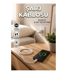 USB-A to Type-C Şarj Kablosu 2 Metre Uzunluk