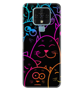Tecno Camon 16 18P Pova Pova 3 Pova Neo Kılıf Desemli Silikon Neon Cats 1790