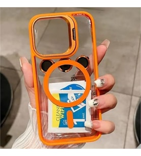 Coverzone iPhone 14 Pro ile uyumlu Kamera Lens Hediyeli Aparatl? Stand Olabilen Magsafe ile uyumlu Adventure Kamera Korumal? K?l?f ?effaf Full Color Magnetic Wireless Telefon K?l?f Turuncu