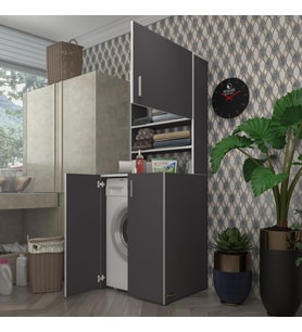 Kenzlife çamaşır makinesi dolabı kasparov gri 180*066*55-20 banyo kapaklı arkalıksız (Karışık)