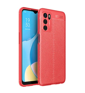 Oppo A16 Kılıf Zore Niss Deri Desenli Silikon Kılıf (Kırmızı)