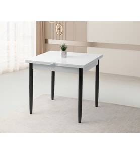 Yanlardan Açılır Büyüyen Yemek Masası Beyaz 75x80cm SADECE MASA FİYATIDIR