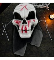 YÜKSEK KALİTE TÜLLÜ BEYAZ KANLI KURU KAFA MASKESİ CADILAR BAYRAMI KORKU MASKESİ SKULL HALLOWEEN MASK