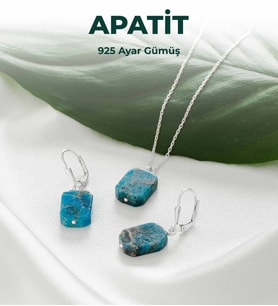 Luxtone Sertifikalı Apatit Set 925 Ayar Gümüş Kolye Küpe Kadın Takı LX0740ST