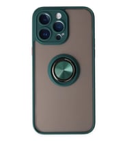 Newface Apple iPhone 14 Pro Kılıf Montreal Yüzüklü Silikon Kapak - Yeşil