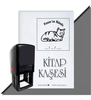 Kişiye Özel  Kedi Tarihli Kitap Kaşesi (Siyah)