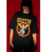 Tasarım Led Zeppelin Rock Metal Müzik Grubu Baskılı Unisex Oversize Tişört