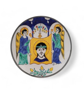 İsa Mesih'in Taşınan Portresi 25x25 cm El Boyama İznik Çini Tabak