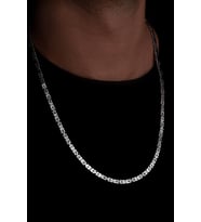 Erkek Gümüş Kolye - 4.5mm Dikdörtgen Kesim Yassı Kral Gümüş Kolye