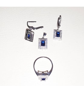 Safir Taşlı Gümüş Set Takım