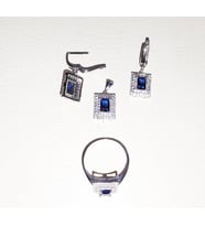 Safir Taşlı Gümüş Set Takım
