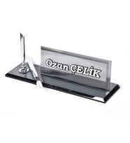 TEK KALEMLİ ZARİF ŞIK OFİS DEKORU MASA İSİMLİK (Gümüş)