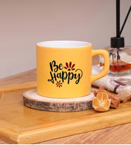 Be Happy Tasarımlı Renkli Nescafe Fincanları 220 ML (Sarı)