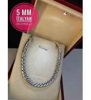 5mm İtalyan Bombeli Zincir 925 Gümüş • Işıklı Kutuda • Sevgiliye • Eşe • Babaya • Hediye Kolye