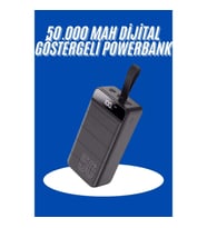 Mey İthalat® Powerbank 50.000 Mah Dijital Göstergeli Taşınabilir 4 Portlu Hızlı Powerbank
