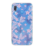 Samsung Galaxy A40  Kamera korumalı Tıpalı  Kapak Floral Pudra Tasarımlı  Şeffaf Kılıf
