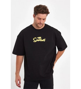 Erkek Baskılı T-Shirt Kısa Kol Bisiklet Yaka Regular Fit Rahat Kalıp Günlük Tişört - Siyah