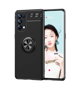 Oppo Reno 5 5G Kılıf Yüzüklü Magnetli Ravel Case (Siyah)