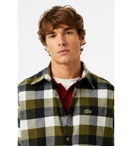 Lacoste Men's Relaxed Fit Button-Down Linen Shirt Rahat Kesim Pamuklu Kareli Erkek Gömlek Haki
