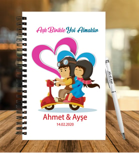 Sevgililer Gününe Özel  Ahşap Defter Kalem Hediye Seti 16