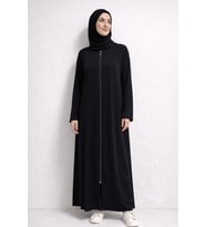 Fermuarlı Viskon Namaz Elbisesi /Ferace (Siyah)