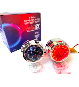 Femex Bi-Xenon Kırmızı Renk Bal Petek Desenli Far İçi Mercek 2,5 Inc Far Merceği Led Xenon Uyumlu