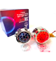 Femex Bi-Xenon Kırmızı Renk Bal Petek Desenli Far İçi Mercek 2,5 Inc Far Merceği Led Xenon Uyumlu